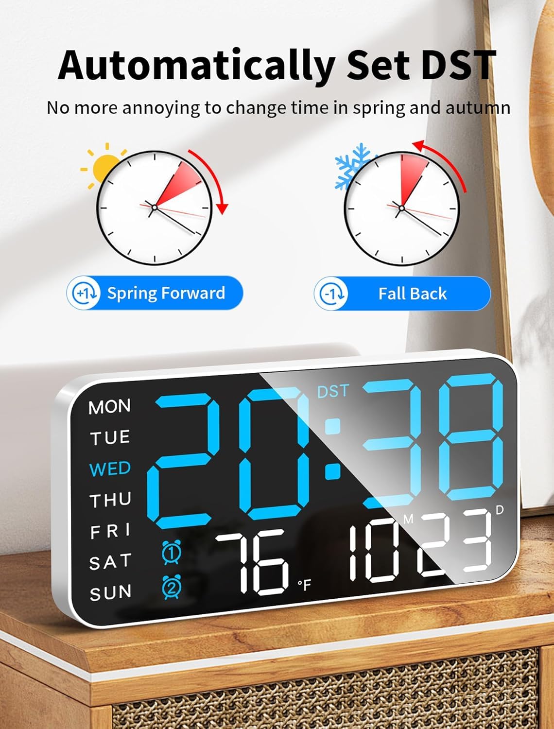 Ultra-Large Digital Wall Clock – Modern LED Display with Temperature & Date