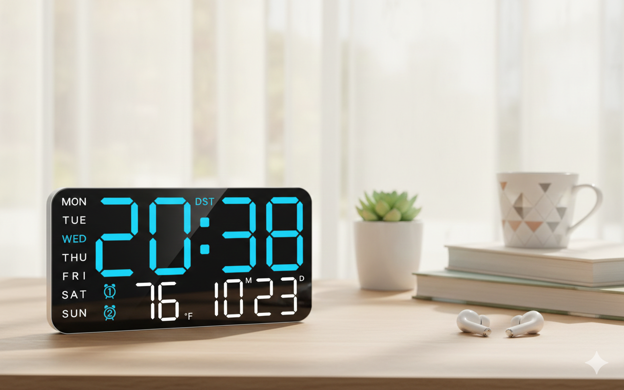 Ultra-Large Digital Wall Clock – Modern LED Display with Temperature & Date