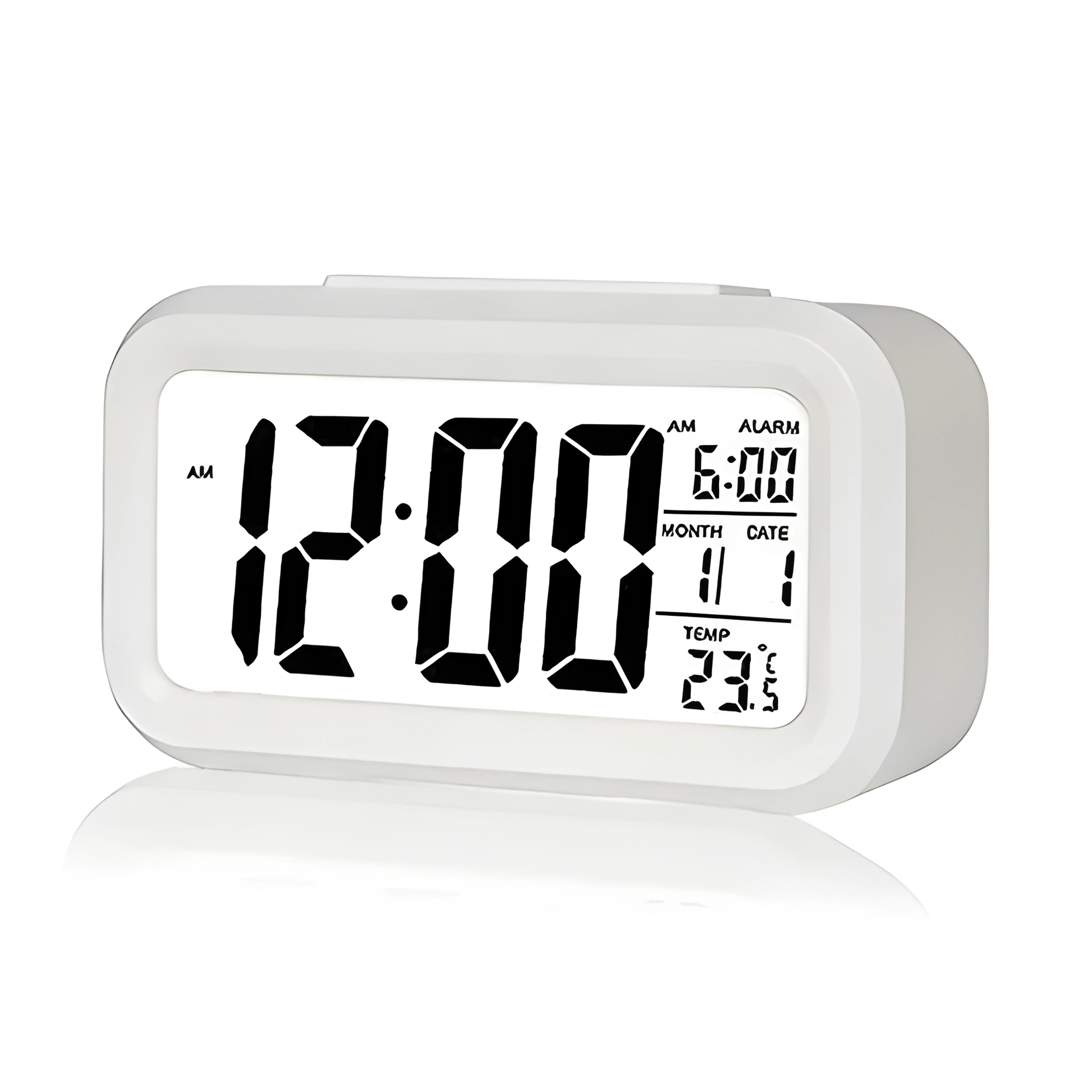 Rectangle Digital Alarm Clock White