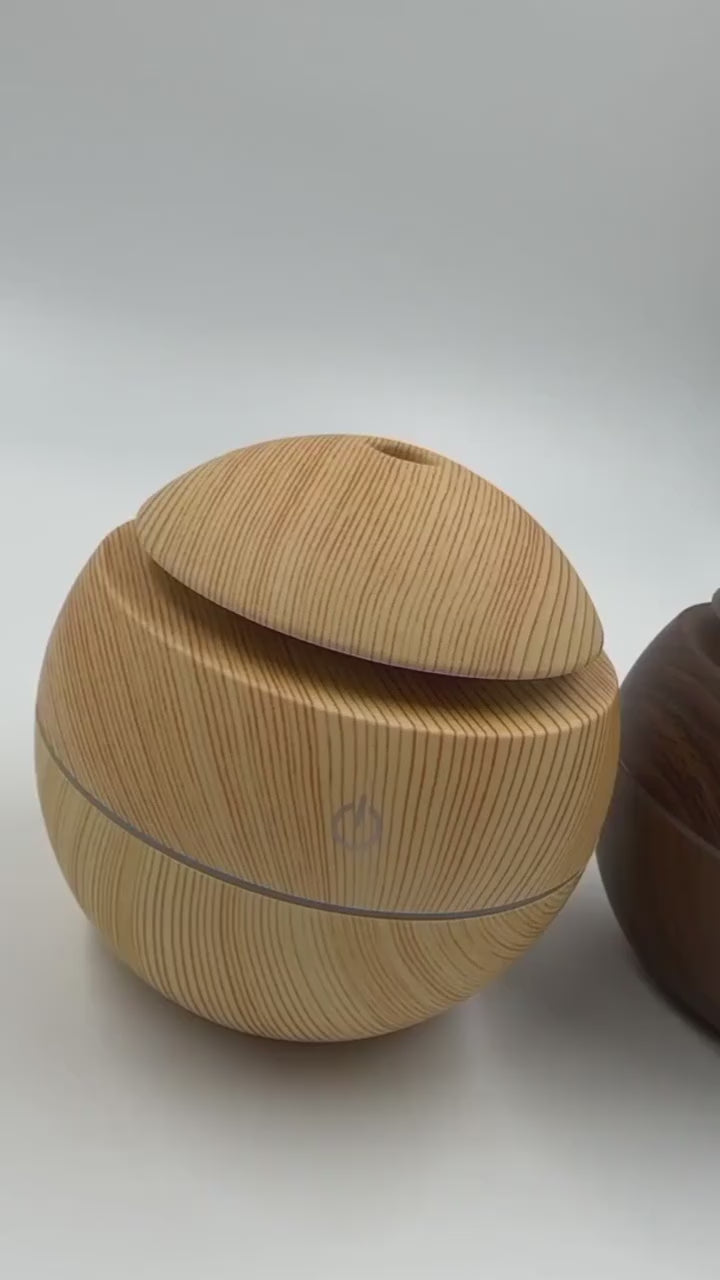 Natural Wood Air Humidifier - Aromatherapy Diffuser & LED Light